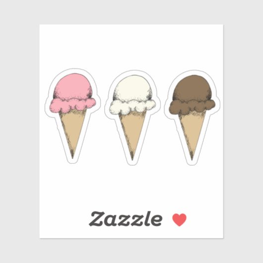 IJshoorntjes Chocolade Aardbei Vanille Sticker (Vel)