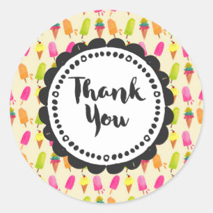 ijsijsjes en ijsjes dank u ronde sticker
