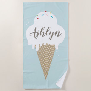 Ijsje Aqua Blauwe Script Kinderen Strandlaken