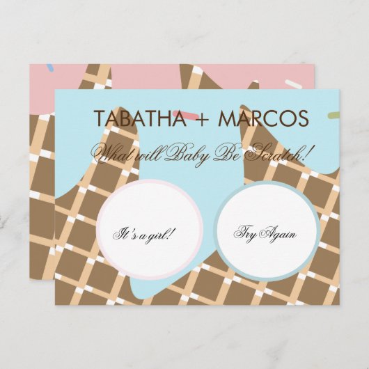 Ijsje Druppend Geslacht Reveal Doe-het-zelf Kraska Aankondigingskaart (Voorkant / Achterkant)