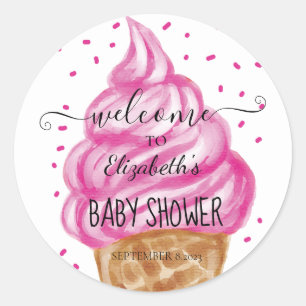 Ijsje Kegel Confetti Snoepjes   Ronde Sticker