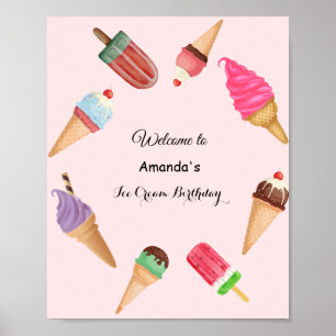 Ijsje Kegels Popsicles Verjaardag Poster