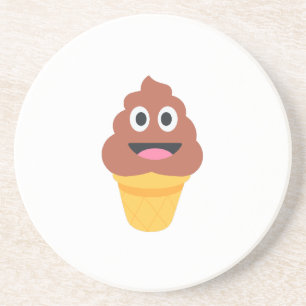 ijsje - poo emoji zandsteen onderzetter