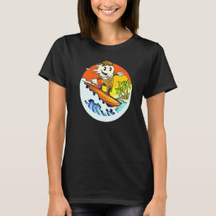 Ijsje rijdt golven op surfplank bij de zee t-shirt