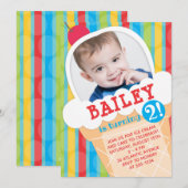 Ijsje Verjaardagsfeestje Foto Uitnodiging (Voorkant / Achterkant)