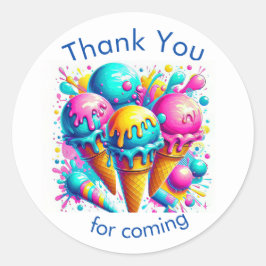 ijsje verjaardagsfeestje ronde sticker