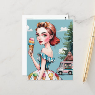 IJsjes in het bos met Sasquatch Briefkaart