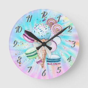 Ijsjes Macarons Zomer Tie Dye Ronde Klok