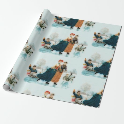 IJskating in Noorwegen - grappige  beelden   Cadeaupapier (Uitgerold)