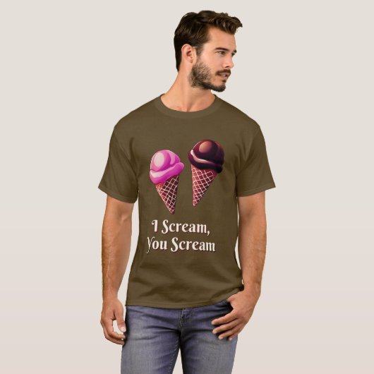 Ijskegels, Chocolade en Aardbei T-shirt (Voorkant volledig)