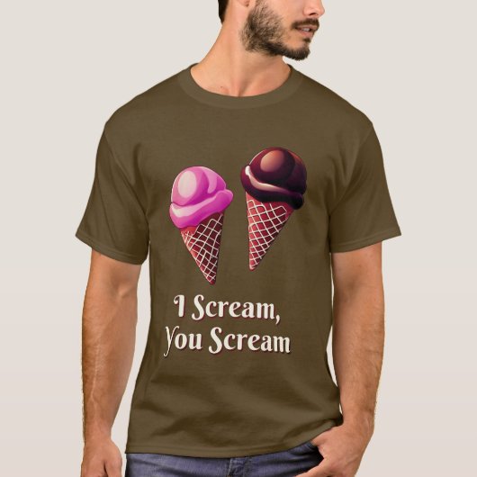 Ijskegels, Chocolade en Aardbei T-shirt (Voorkant)