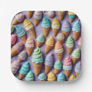 IJskegels met strooien Papieren Bordje