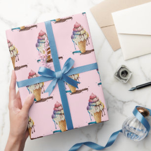 IJskiemkloon op roze uitlijnen Cadeaupapier