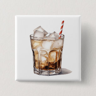 ijskoffie-cocktail vierkante button 5,1 cm