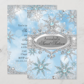 IJskoude Blauwe Prinses Winter Wonderland Sweet 16 Kaart