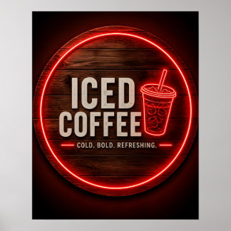 IJskoude Koffie Neon Licht Poster