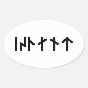 IJsland ᛁᛋᛚᛅᚾᛏ ~ Jongere Futhark Runen Ovale Sticker