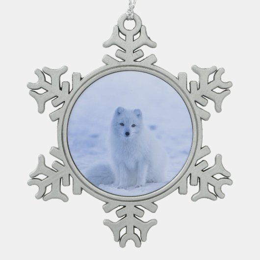 IJsland Arctic Fox Tin Sneeuwvlok Ornament (Voorkant)