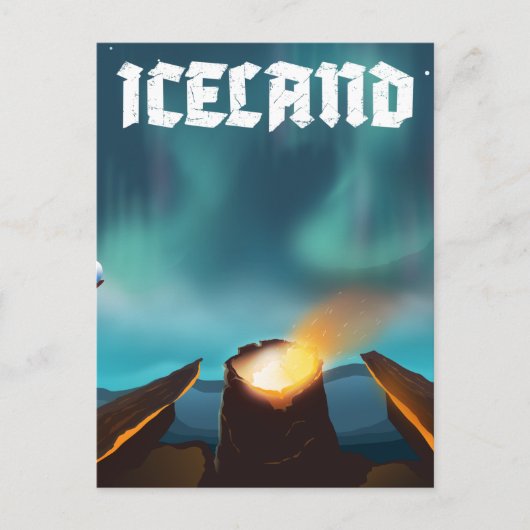 IJsland aurora borealis reisposter Briefkaart (Voorkant)