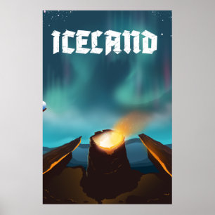 IJsland aurora borealis Reisposter Poster