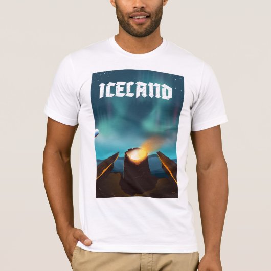 IJsland aurora borealis reisposter T-shirt (Voorkant)