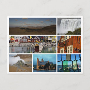 IJsland collage watervalhoogland reykjavik Briefkaart