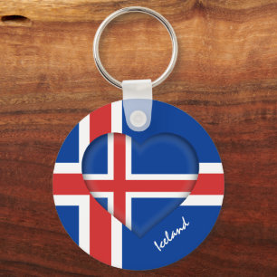 IJsland en hart, IJslandse mode voor de vlag / spo Sleutelhanger