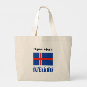 IJsland en IJsland vlag met Jouw naam Grote Tote Bag