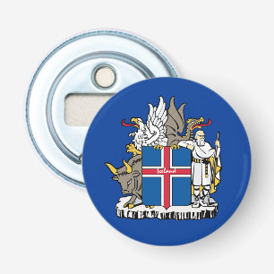 IJsland en IJslandse vlag, embleem, vakantie/sport Button Flesopener