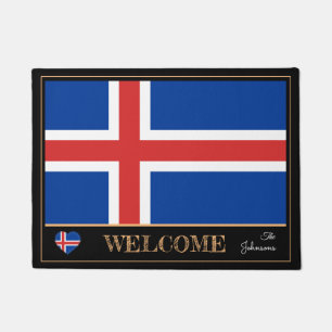 IJsland en IJslandse vlag matten/sporten Welkom Deurmat