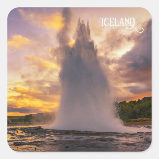 IJsland Geyser Vierkante Sticker (Voorkant)
