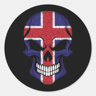 IJsland glimlachende schedelvlag Ronde Sticker