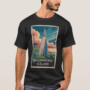 IJsland Hallgrimskirkja Illustratie Reis Kunst T-shirt