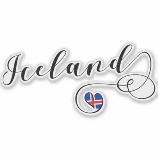 IJsland - hartvlag Sticker (Voorkant)