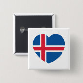 IJsland - hartvlag Vierkante Button 5,1 Cm (Voorkant /achterkant)