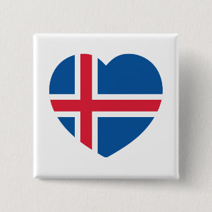 IJsland - hartvlag Vierkante Button 5,1 Cm