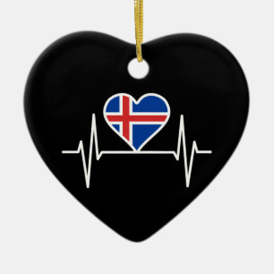 IJsland - IJsland Vlag Hartslag Keramisch Ornament