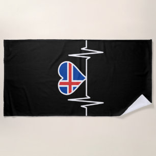 IJsland - IJsland Vlag Hartslag Strandlaken
