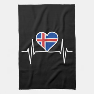 IJsland - IJsland Vlag Hartslag Theedoek
