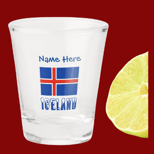 IJsland IJslandse Vlag Blauw Gepersonaliseerd Shot Glas