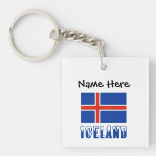 IJsland IJslandse Vlag Zwart Personalisatie Sleutelhanger