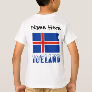 IJsland IJslandse Vlag Zwart Personalisatie T-shirt