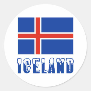IJsland in Sneeuwkletters en de IJslandse vlag Ronde Sticker