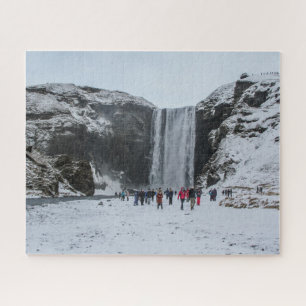 IJsland Jigzaag Puzzle - Skogafoss waterfall Winte Legpuzzel