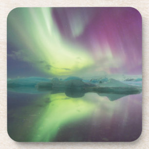 IJsland, Jokulsarlon. Weerkaatsing Aurora lichten Drankjes Onderzetter