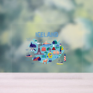 IJsland kaart Acryl Bord
