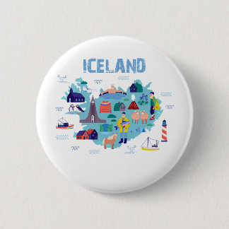IJsland kaart Ronde Button 5,7 Cm