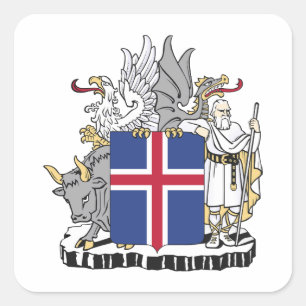 IJsland land wapen wapenschild symbool embleem Vierkante Sticker