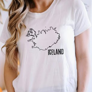 IJsland Landkaart IJslandse Nationale Grenslijn T-shirt
