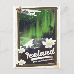 IJsland landschap vintage stijl reisposter Briefkaart